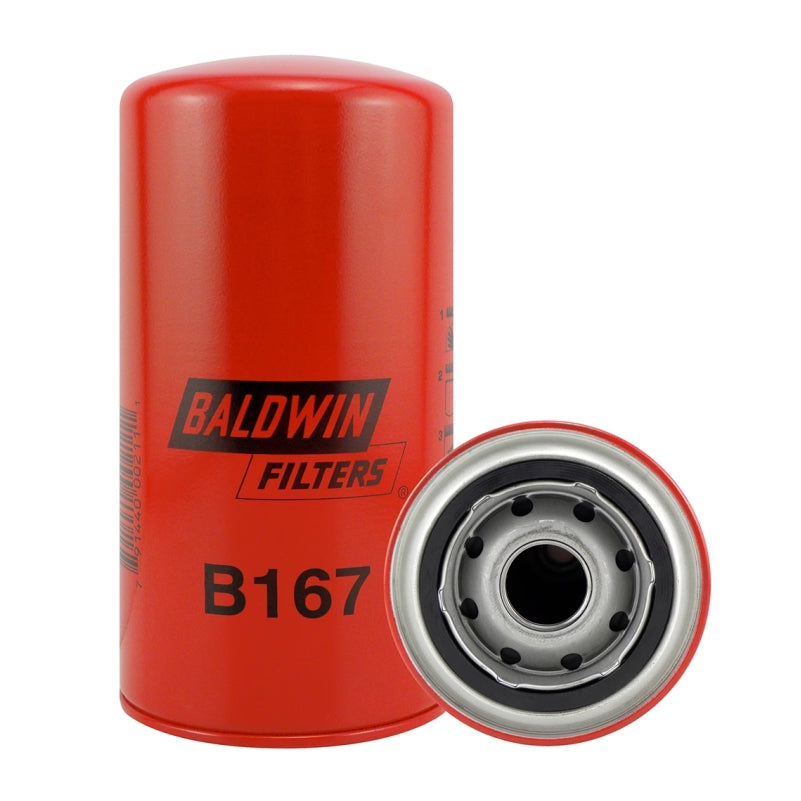 Filtro aceite sellado industrial B167, marca BALDWIN, Para FORD 7100/8600/9700/CASE . Equivalencia: 51158 - 86546610 - W2801