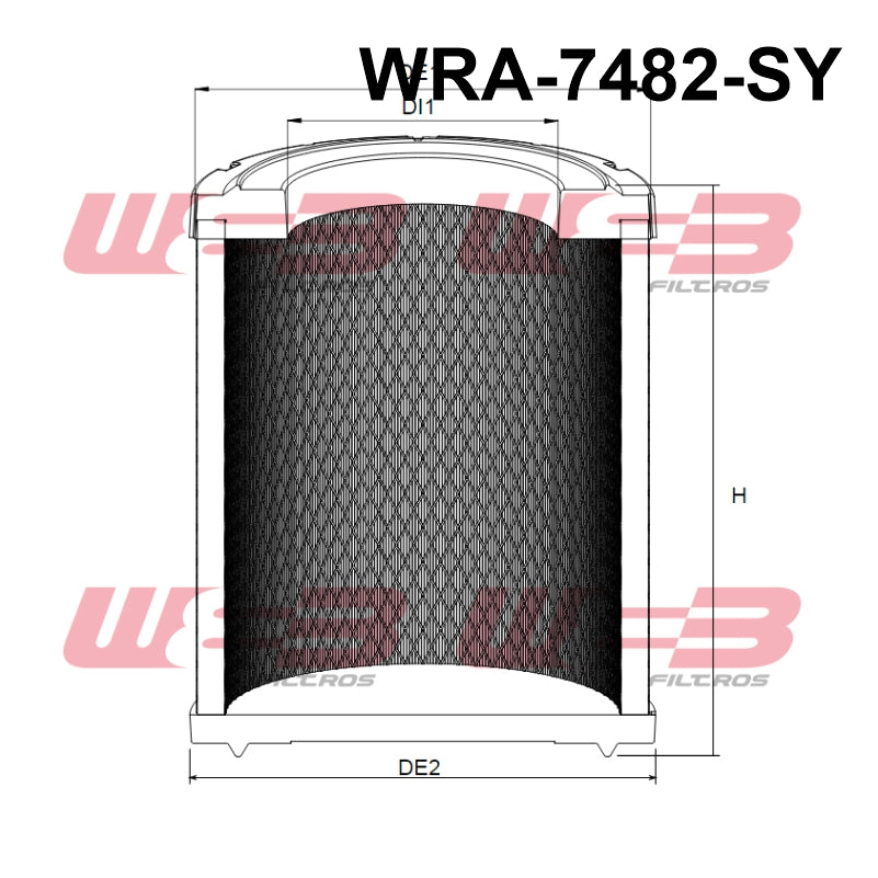 Filtro Aire Radial Industrial WRA-7480 SY Marca WEB, Para CATERPILLAR. Equivalencias: WRA-9550