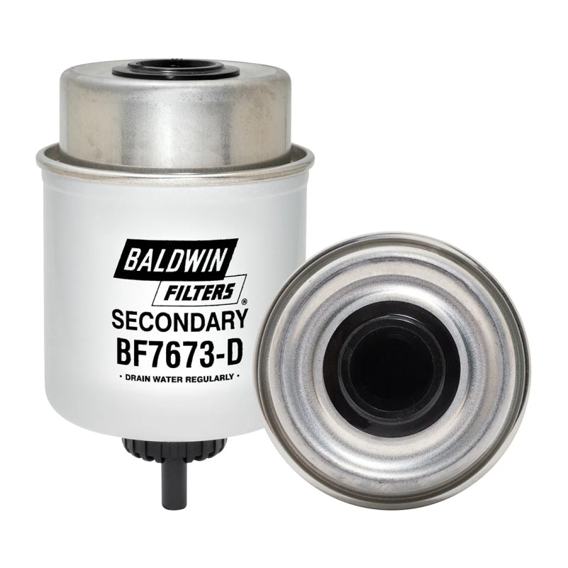 Filtro combustible sellado industrial BF7673-D con purga marca BALDWIN, para CATERPILLAR/JOHN DEERE. Equivalencias: FS19518 - P550351