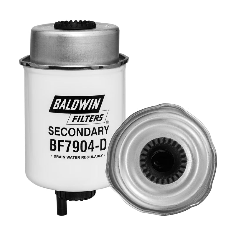 Filtro combustible sellado industrial BF7904-D con purga marca BALDWIN, para JOHN DEERE. Equivalencias: RE508202 - FS19912 - 33752