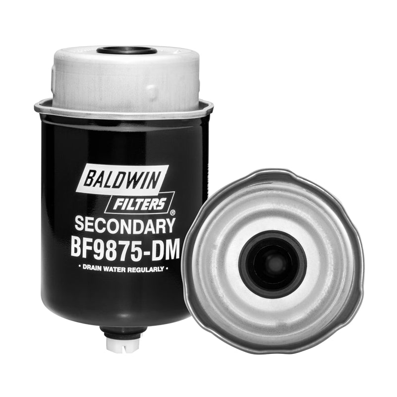 Filtro combustible sellado industrial BF9875-DM con drenaje marca BALDWIN, para JOHN DEERE. Equivalencia: RE520842