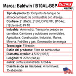 Filtro combustible sellado industrial B10-AL BOWL CON DRENAJE marca BALDWIN. Equivalencias: 24380 - 3307454S