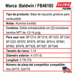 Base para filtros de combustible FB46185, marca BALDWIN, Para 1/4 de entrada y salida 1/2 NPT . Equivalencia: Wix 24770, 524770