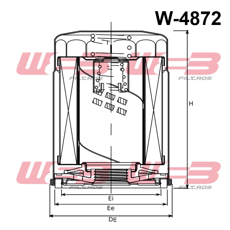 Filtro aceite sellado industrial W-4872 marca WEB, para ISUZU 4CIL TURBO. Equivalencias: 51480 - B201-S