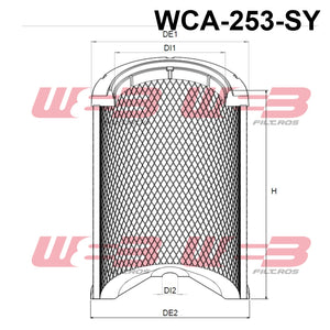 Filtro Aire Convencional Industrial WCA-253 SY interno marca WEB, para TRACTORES FORD JD. Equivalencias: 42769