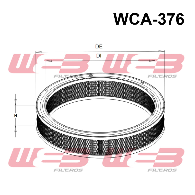 Filtro aire automotriz WCA-376 marca WEB, para TOYOTA CAMIONETA MODELO VIEJO.